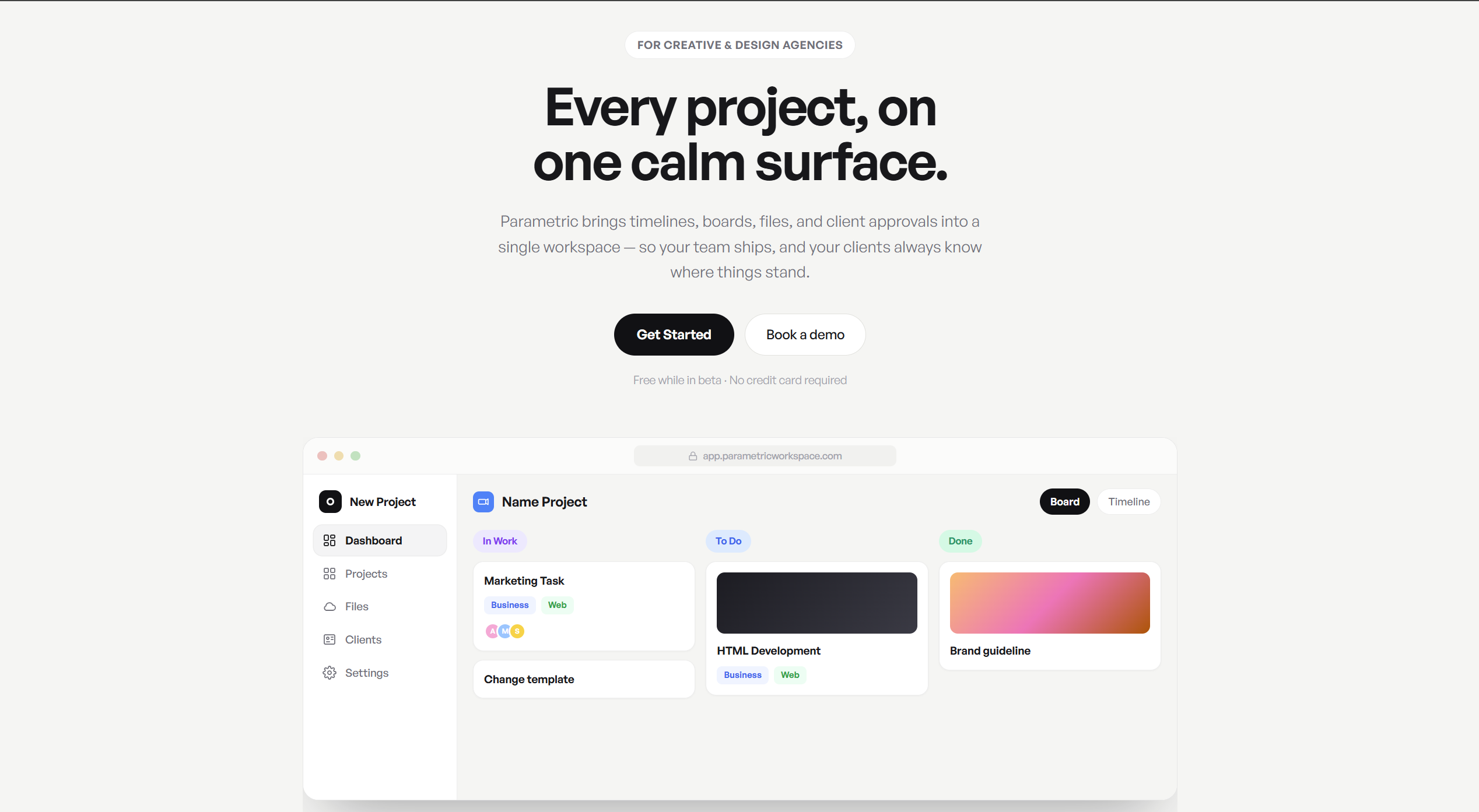 Parametric Workspace website screenshot